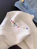 Korean Gentle Wind Color Button Short-Sleeved T-Shirt Girl 2025 Spring And Summer Design Sense Of Ocean To Reduce The Age Of Knitting Top