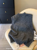 Gray Heavy-Bry Lightened Panda Tiring Vest Women's Autumn Soft-Gried Wool Knitted Vest Stacked With High-End Horse Clip