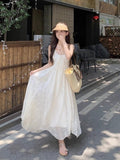 French Bare Back Hanging Neck Sling Dress Women's Summer 2026 New Sweet Temperament Seaside Holiday Chiffon Dress