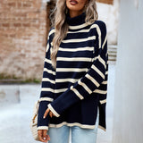 Dili Striped Turtleneck Sweater Woman 2025 Autumn/Winter Knitted Top