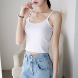 Luo Umbilion Short Repair Pure Cotton Vest Woman Put On A Small Suit With A Hot Girl Sling In Summer