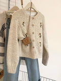 Small Fragrant Embroidered Raccoon Velvet Sweater Coat Women's Autumn And Winter 2025 New Thicket Loose Knitted Cardigan Top