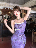Nanli Xiang Man Wild-Dwelling Butterfly Light Wind Purple Dress Women Summer Bag Butts Sling Skirt Lace Dress