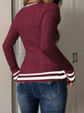 Dili Fashion Simple Style V Lead Long Sleeve Sweater Women's Hair Weaving Women's Dress 2025 Autumn And Winter