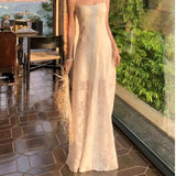 French Mint Man Lace Sling Dress Women's New Summer Seaside Resort Style Wears Long Waist Skirt