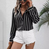 Spring And Summer Women's New Commuting Fashion Fashion Striped Loose Shirt Women Long Sleeves