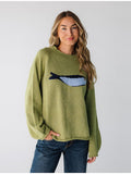 Spring And Autumn 2025 New Round-Necked Small Fish Pattern Leisure Knitted Sweater