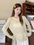 Ice Silk T-Shirt 2026 Summer New Loose Outside Girls Collar Leisure Retro Long-Sleeved Sunscreen Hoodie