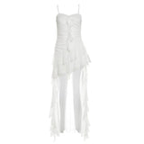 French Lotus Edge Irregular Sling Dress Fairy Spring Temperament Pure Wind Seaside Beach Skirt