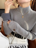 Grey Half-High Collar Plus Thick Bottom Shirt Women Take 2025 Autumn And Winter New Sweater High-End Knitting Top