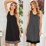 Summer Ladies Pyjamas Plating Spliced Sleeveless Vest Imitation Cotton Casual Home Clothes Pajamas