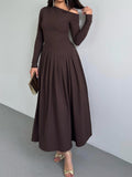 Dili Elegant High-Waist Long Sleeve Long Skirt Dress Women's Dress 2025 Autumn And Winter