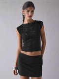 Women's Lace Lace Short-Sleeved Women's Top Women's Sexy Hollow Air Sex Lace Jersey