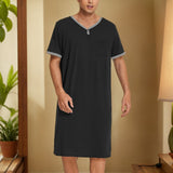 Spring And Summer Men's Home Clothes Pajamas Short-Sleeved Imitation Cotton Frame Bump Color Casual Men's Long Aja Skirt