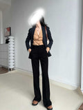 New Trousers High-Waisted Three-Dimensional Cutting Coffee-Colored Haired Micro-Horn Neutral Windy Broad Leg Trousers