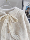 Design Lace With Sweater Cardigan Women 2025 New Autumn And Winter Lazy Wind Thick Soft Knitted Jacket