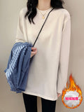 Medium-Long De-Yvel Bottomed Shirt Women In Autumn And Winter With Loosely Thicken Long-Sleeved T-Shirt Design Sense Top 2025 New