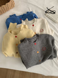 Gentle Retro Age-Retro Puppy Embroidered Color Buckle Round Collar Knitted Cardigan Woman 2025 Autumn Small Sweater Coat