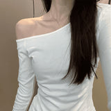 Pure Hot Girl Slim Thin Shoulder Long-Sleeved T-Shirt Women's Early Autumn High-End Feel Full Of Bottom Shirt Top