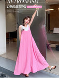 Sanya Travel Wears Pink Dopamine French Sleeveless Suspension Dress Seaside Vacation Vacation