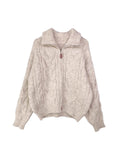High-Necked T-Necked Zip Open Shirt Sweater 2025 New Autumn And Winter Thick Lazy Collar Knit Coat
