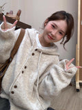 Hooded Sweater Cardigan Women In Autumn And Winter Thick Korean Wearing Loose Lazy Wind Soft Glutinous Knitted Shirt Coat Top