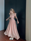 Pink Lotus Leaf Side Collar Dress Women 2026 New French Small Flying Sleeve Holiday Beach Dress Small Scented Style
