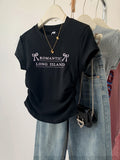 Short Gray Short-Sleeved T-Shirt Women's 2025 Summer New Fashion Gas Explosion Clothes To Repair Cotton Top