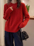 Lazy Gray Knitted Sweater Women's Jacket Autumn And Winter New Design Loose Knitting Inside The Bottom Top