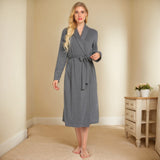 Autumn And Winter Women's Home Clothes Pajamas Long Long-Sleeved Grinding Milk Silk Bag Bathrobe Women