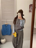 Ankola Red Folded Knitted Sweater Vest Vest For Women's Autumn And Winter Outside The Shoulder Loose Short Horse Clip Small Vest