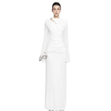 Autumn 2025 New Fashion Temperament Long-Sleeved Elegant Folded Waist High-Sense Dress