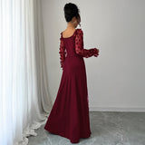 Dili Elegant Temperament Hollow Long Sleeve Long Skirt Dress Women's Dress 2025 Autumn And Winter
