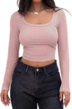 2025 New Explosion Thread Pit Strip Repair Short Long-Sleeved Square T-Shirt Girl