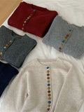 Autumn And Winter Buckle Knitted Shirt Jacket Women's Spring And Autumn 2025 New Loose Sweater Gray Early Autumn Women's Top