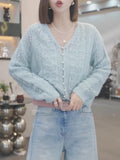 Korean Small Fragrant Gentle Hollow Knitted Cardigan Women's Spring New Leisure Loose Thin Air-Conditioning Shirt Top