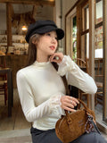 Half-High Horn Horn Sleeve Lace Splicing Cuff Lace T-Shirt T-Shirt