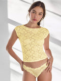 Women's Lace Lace Short-Sleeved Women's Top Women's Sexy Hollow Air Sex Lace Jersey