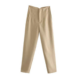 New Slim Slim Solid-Colored Folding Micro-Ply Straight Trousers Trousers Trousers Trousers