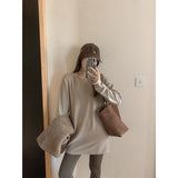 With Shark Pants In The Long-Colored Round Collar Long-Sleeved T-Shirt Women's Autumn And Winter De-Velvet Warm Jacket Inside The Coat