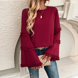 Dili 2025 Autumn And Winter New Temperament Lady Loose Horn Long-Sleeved Top Women's Clothing