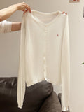 2026 Unique Thin Round-Neck Long Sleeve Sunscreen Cardigan Women's Summer Leisure Single-Dbutton Embroidery Top Coat