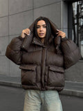 2025 Winter Women's New Warm Lady Loose Casual Hooded Cotton Coat Women
