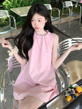 Sweet And Fluffy Sleeveless Vest Dress 2026 New French Temperament Small Pink Short Dress Fresh Sweet
