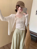 Gentle Hoodie With Two Sets Of 2025 Spring New Sweet Temperament Knitted Cardigan Women's Set