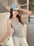 Gray All-In-One With Chest Cushion U-Neck Collar Collar Collar Slings Vest 2026 Summer New Slim Top
