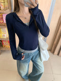 Fake Two Pocket Button Hooded Long-Sleeved T-Shirt Women 2026 Early Autumn New Drawstring Design White Top