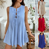 Dili 2025 Spring And Summer Leisure Holiday Wind Solid Color With Pressureless Sleeveless Short Skirt Women's Clothing