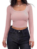 2025 New Explosion Thread Pit Strip Repair Short Long-Sleeved Square T-Shirt Girl