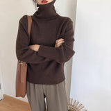 High-Necked Hooded Sweater Woman In The Autumn And Winter Of 2025 Lazy Wind Soft Glutinous Loose Pile Pile Knitted Bottom Shirt